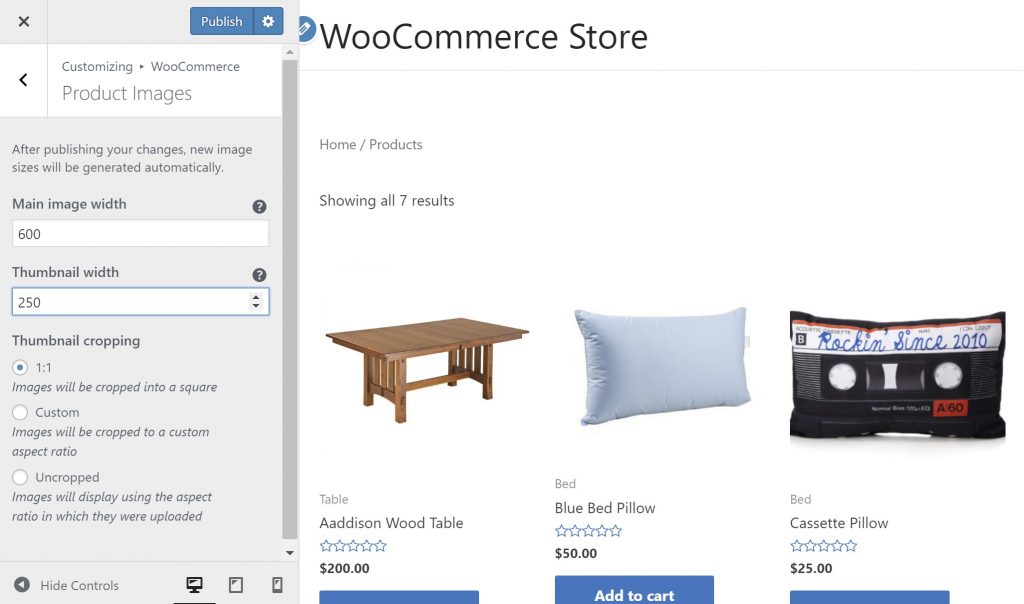 WooCommerce Thumbnails Size