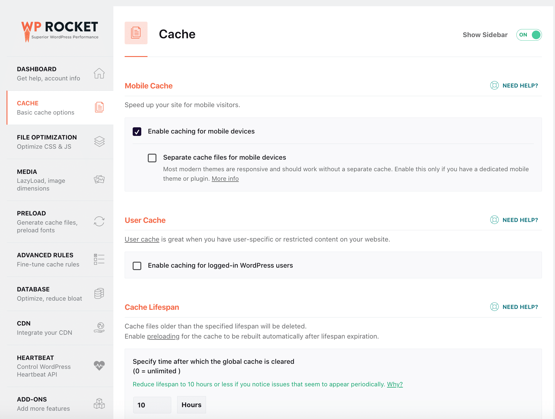 Caching and advanced optimization features - Source: WP Rocket
