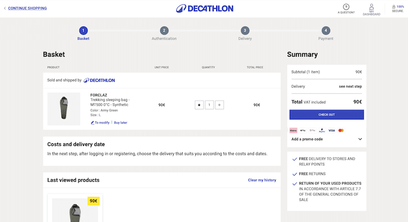 Decathlon checkout process - Source: Decathlon
