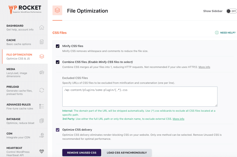 Example of easy code optimization with WP Rocket - Source: WP Rocket
