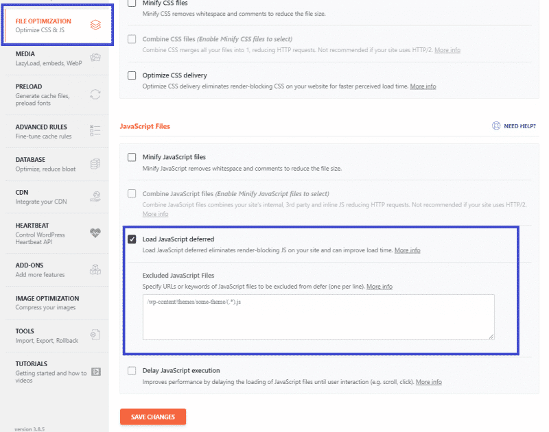 File optimization Tab - Load JavaScript deferred