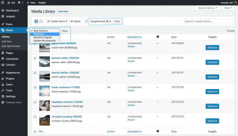 Imagify - Media library bulk optimization