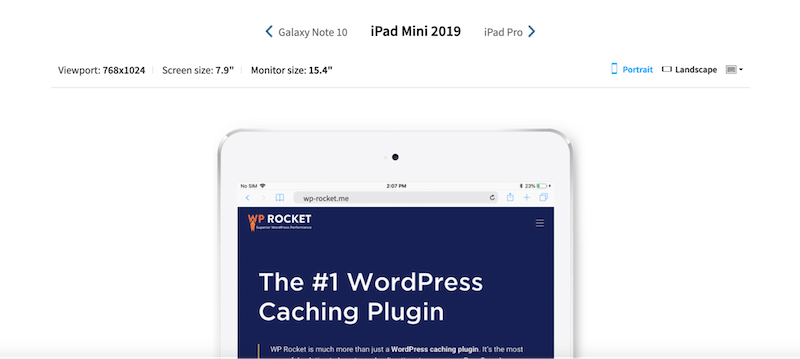Responsiveness example for an iPad Mini 2019- Source: BrowserStack
