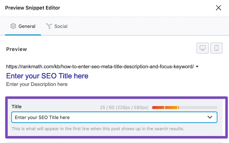 SEO title field - Source: RankMath 
