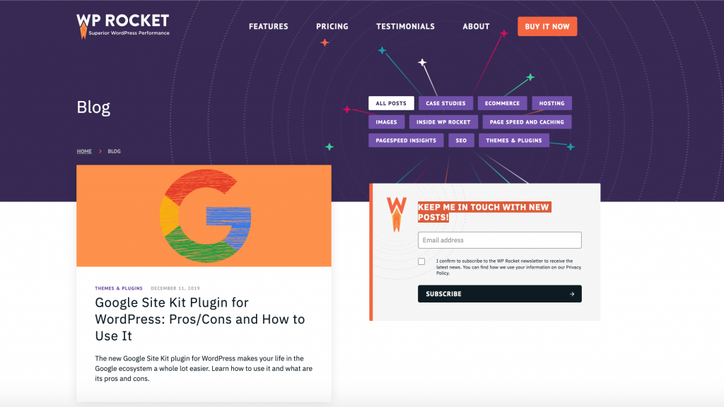 WP Rocket’s blog new design
