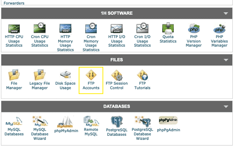 cPanel - Files tab